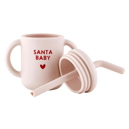 Stephan Baby Silicone Christmas Training Cup with Lid and Straw