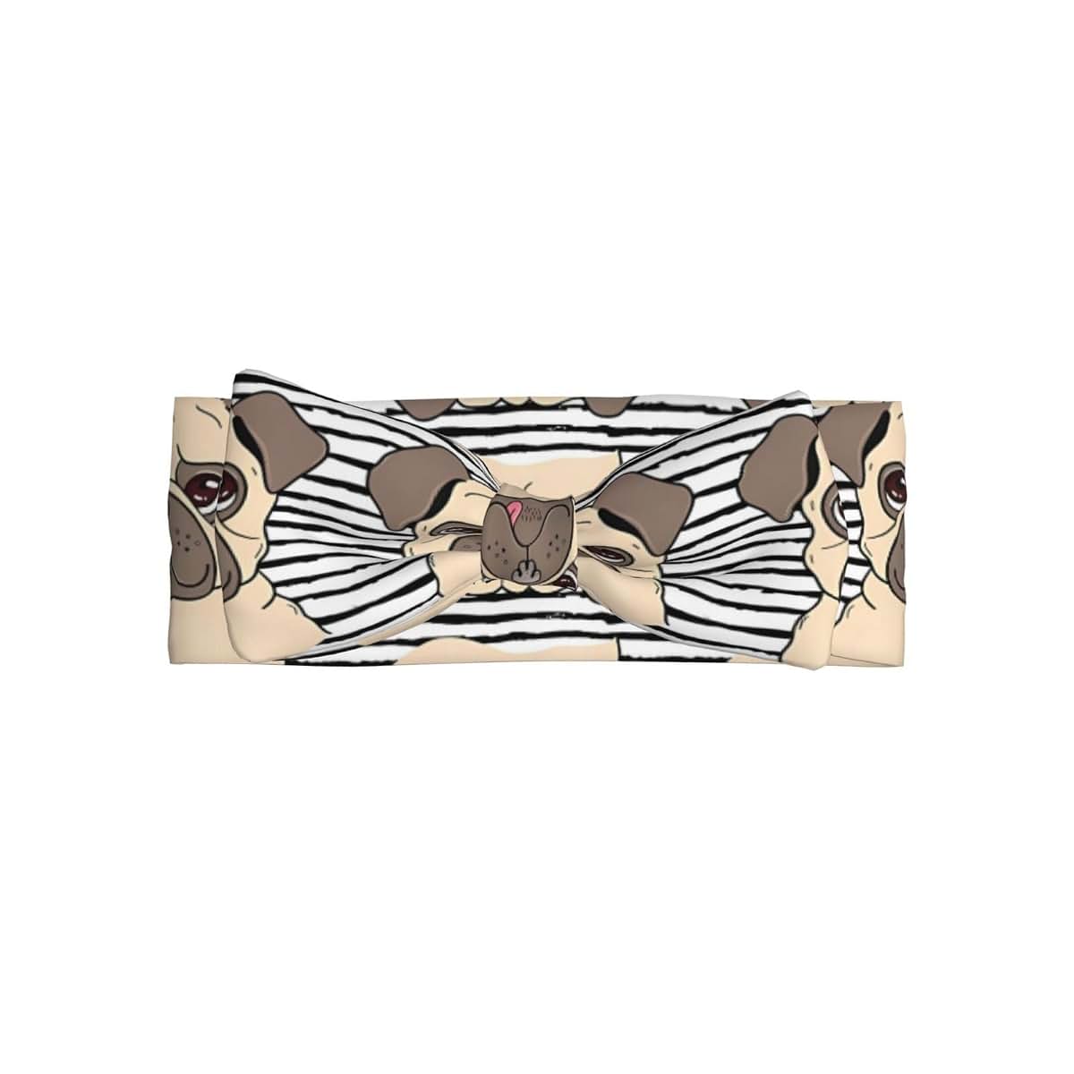 JaoXer Funny Happy Pug Dog Baby Bow Headband – Soft Bow Hair Accessories for Baby, Newborn, Infants, Toddlers and Kids