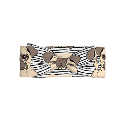 JaoXer Funny Happy Pug Dog Baby Bow Headband – Soft Bow Hair Accessories for Baby, Newborn, Infants, Toddlers and Kids