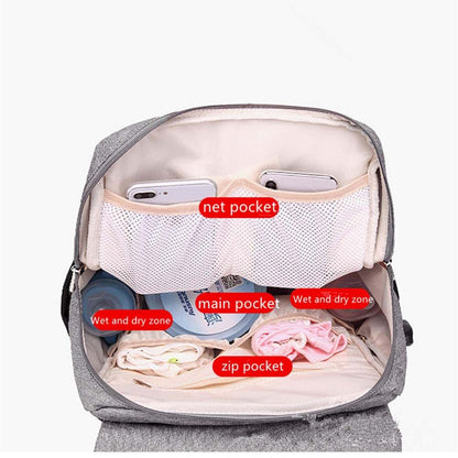 Machine Bird Baby Diaper Bag Backpack, Pink And Grey (photo 2)