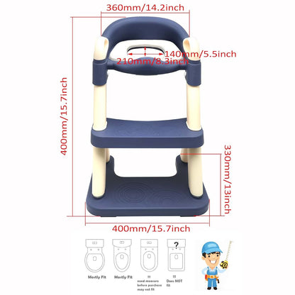XKMT- Baby Blue Wider Step Toddler Potty Training Seat Ladder Toilet Chair Infant Kid Bathroom Trainer (photo 2)
