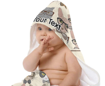 YouCustomizeIt Personalized Hipster Cats Hooded Baby Towel (photo 2)
