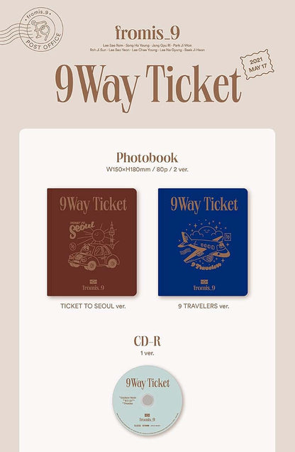 OFF THE RECORD fromis_9 - 9 WAY TICKET (2nd Single Album) Album+Extra Photocards Set (Random ver.)