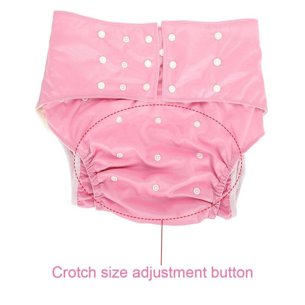 Asixx Adult Pocket Nappy In Pink, Adjustable Reusable Diaper Cover (photo 2)