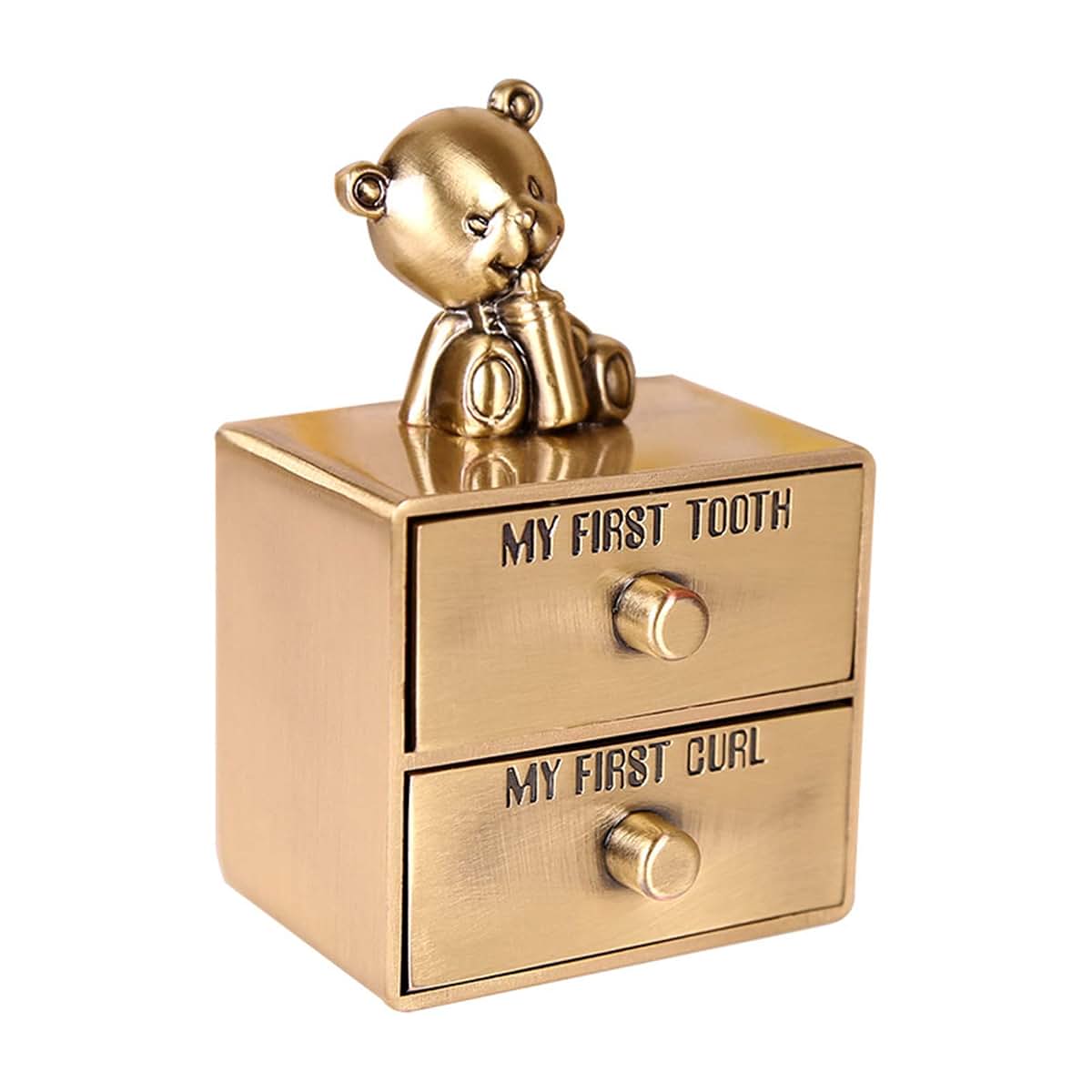 Ruiqas Baby First Tooth and Curl Metal Keepsake Box Tooth Container