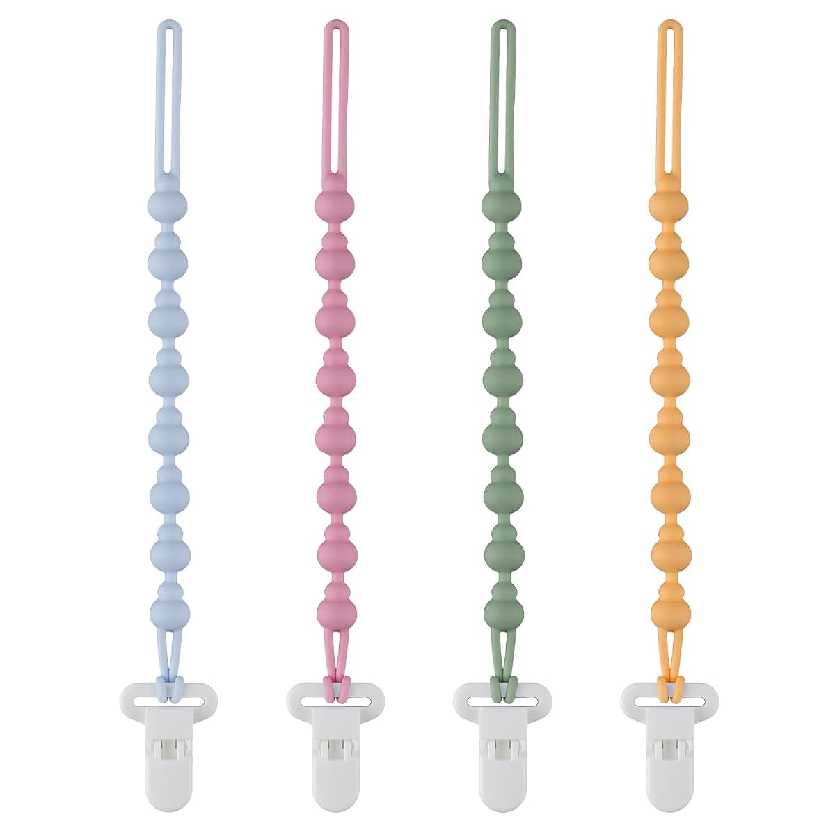 BabyOneStop 4 Pack Silicone Pacifier Clips for Tommee Tippee