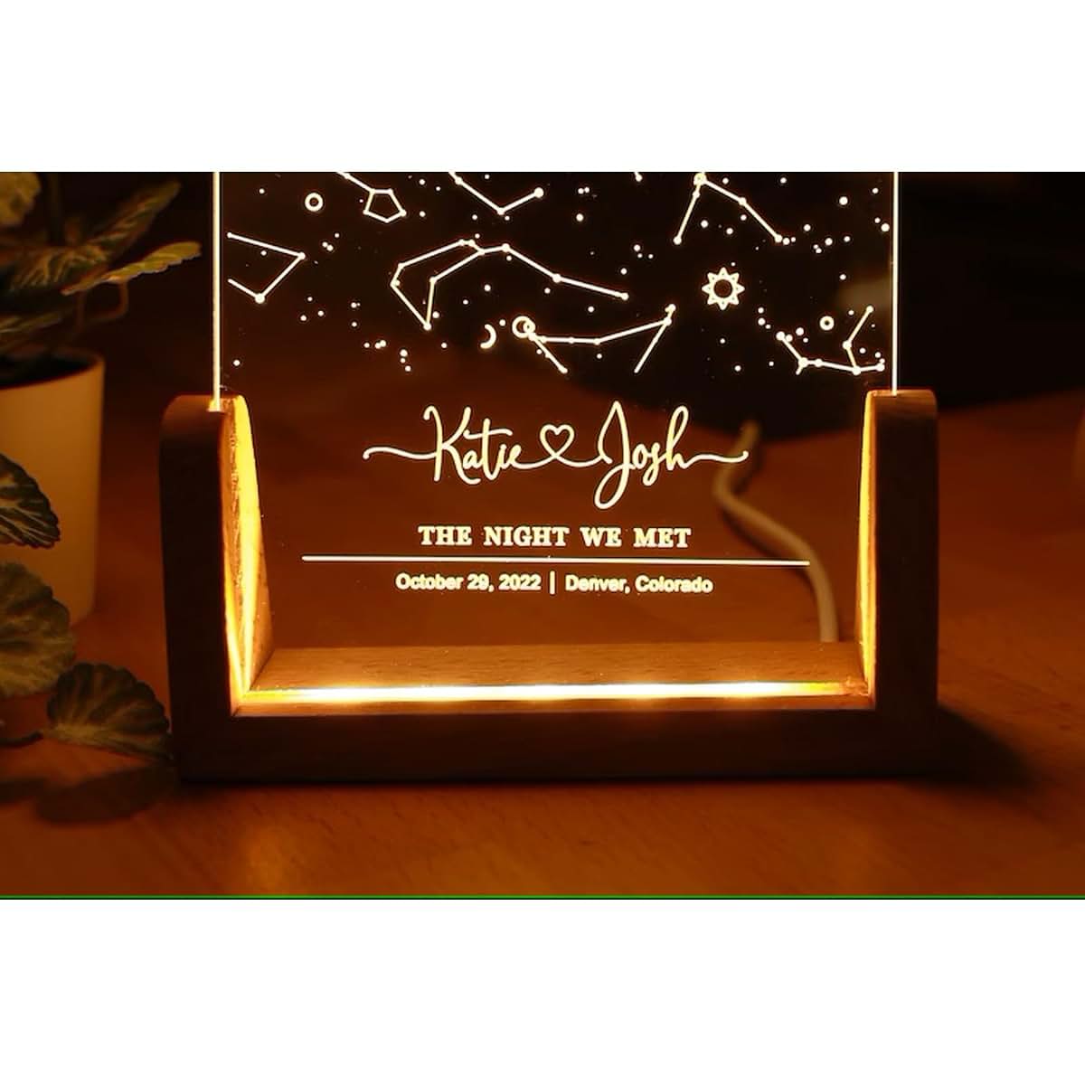XEL Custom Star Map Night Light for Couples,Personalized Night Light Star Map Plaque,Star Constellation Map for