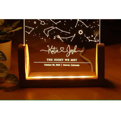 XEL Custom Star Map Night Light for Couples,Personalized Night Light Star Map Plaque,Star Constellation Map for