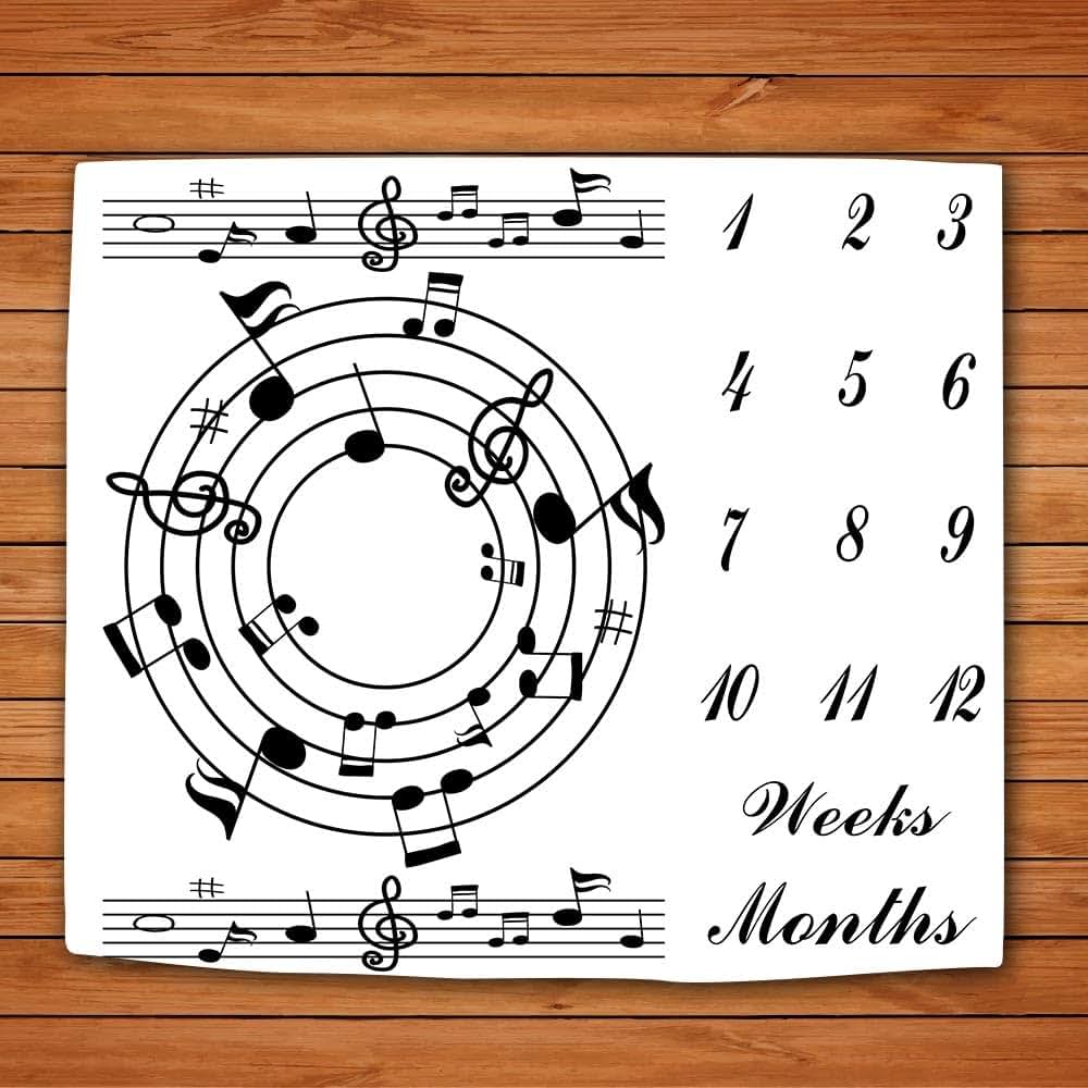 LYLYCTY Music Themed Baby Milestone Blanket 48x40 Inch Polyester Newborn Photo Prop