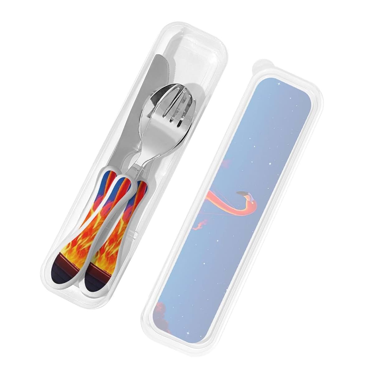 Ddtklsnv 3-Piece Kids Silverware Set With Storage Case Boats And Flamingos (photo 4)
