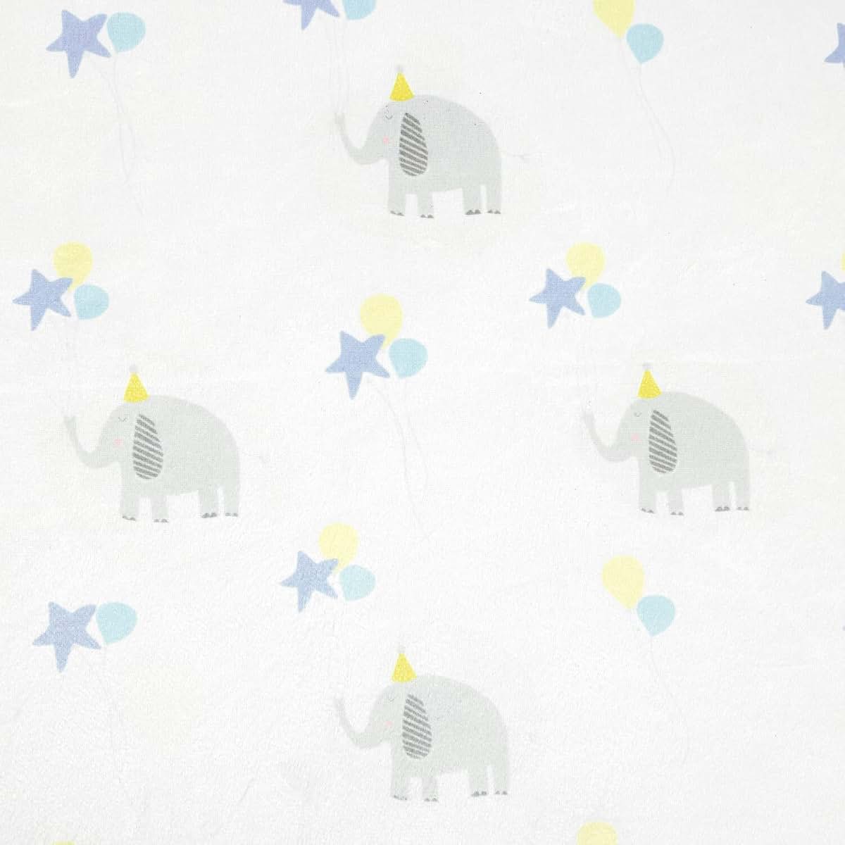 Lush Decor Elephant Balloon Sherpa Baby Blanket, 40" x 30", Gray & Blue