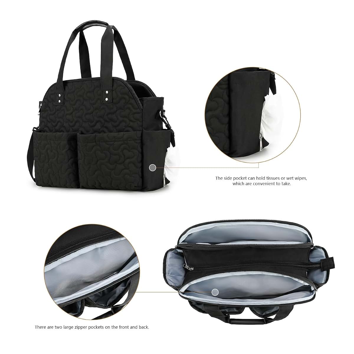 MEYTEILAY Diaper Bag Tote Large Multi-Function Baby Changing Bag for Mom Travel Nappy Bag for Women (Black) (photo 3)