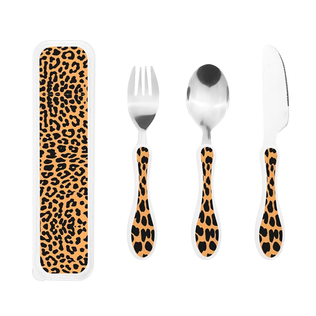 SSYGHT Leopard print Print Knife, Fork and Spoon Set - Stainless Steel Flatware Set, Silicone Handle, Durable Kitchen