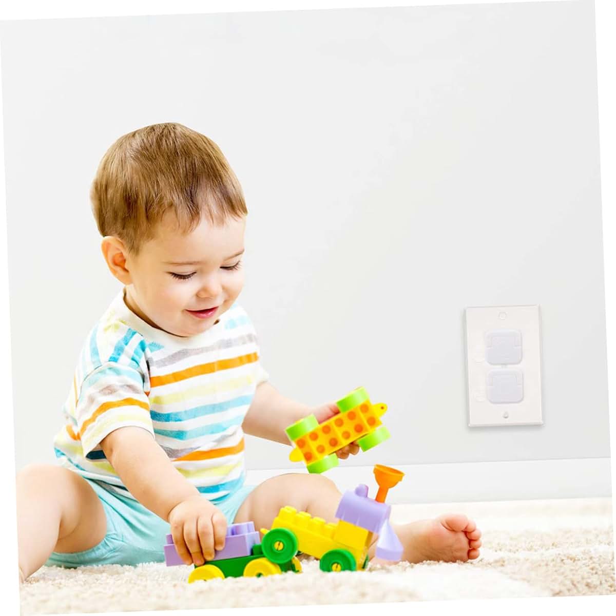 BabyOneStop Baby Safety Socket Cover 25 Pack White Plastic Outlet Plug Protector