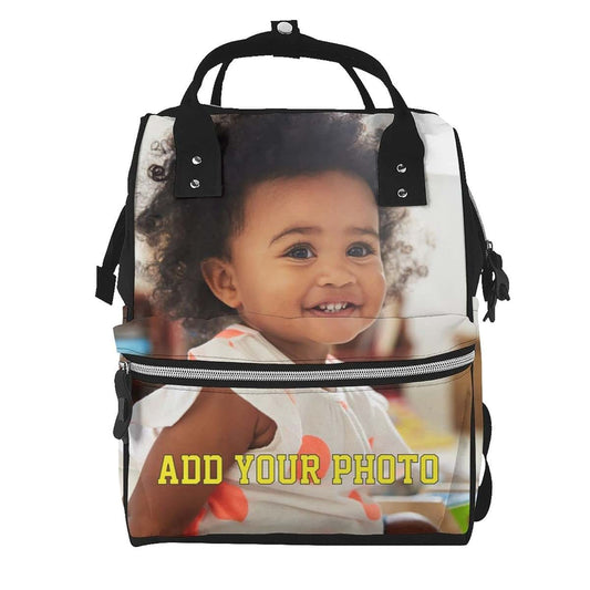 Adaptor Personalized Diaper Bag Custom Diaper Backpack with Picture/Text Waterproof Mummy Backpack for Mom, Outdoor