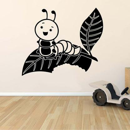 All Things Valuable Caterpillar Larvae Cute Caterpillar Butterfly Leaf Vinyl Wall Art Sticker Decal