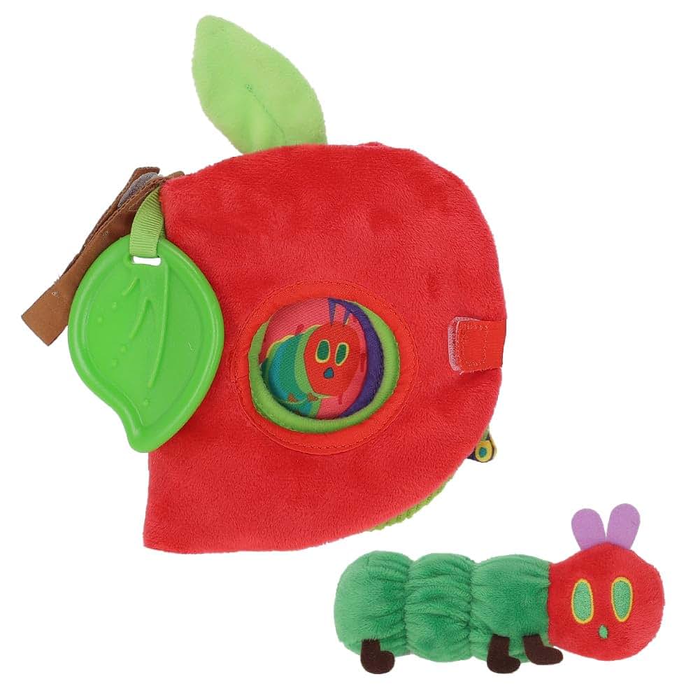 KIDS PREFERRED Eric Carle Very Hungry Caterpillar Activity Apple and Plush - Crinkle Texture Inside and Attached Leaf
