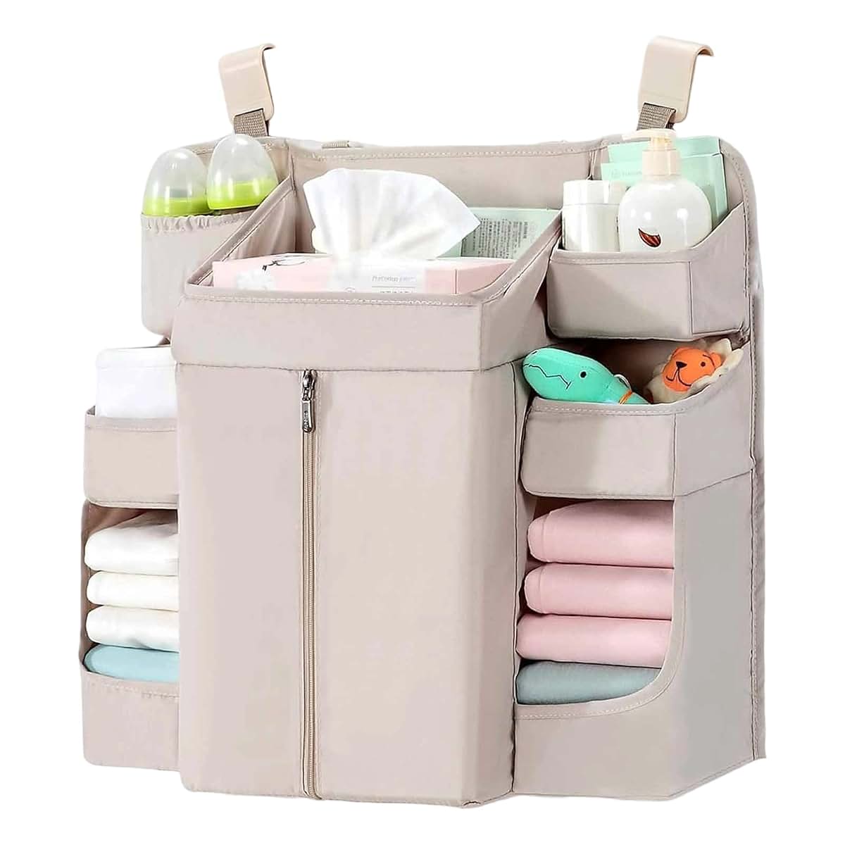 Diaper Organizer For Cribs And Changing Table With Adjustable Straps