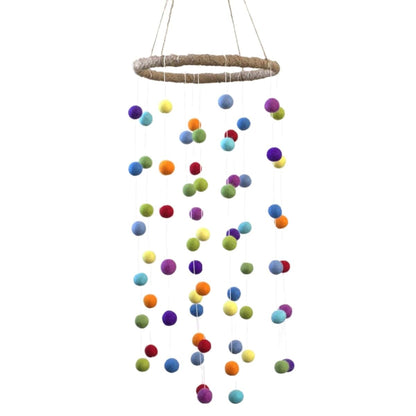 Matthew + Mae Felt Ball Nursery Ceiling Mobile – Large Rainbow, Handmade 100% Wool