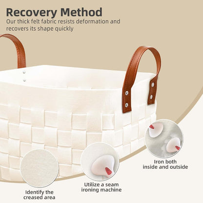 boldmonkey Blankets Basket 15 " x13 x11 2 Pack, Large Rectangular Laundry Hamper with Leather Handle, Soft Dog Toy