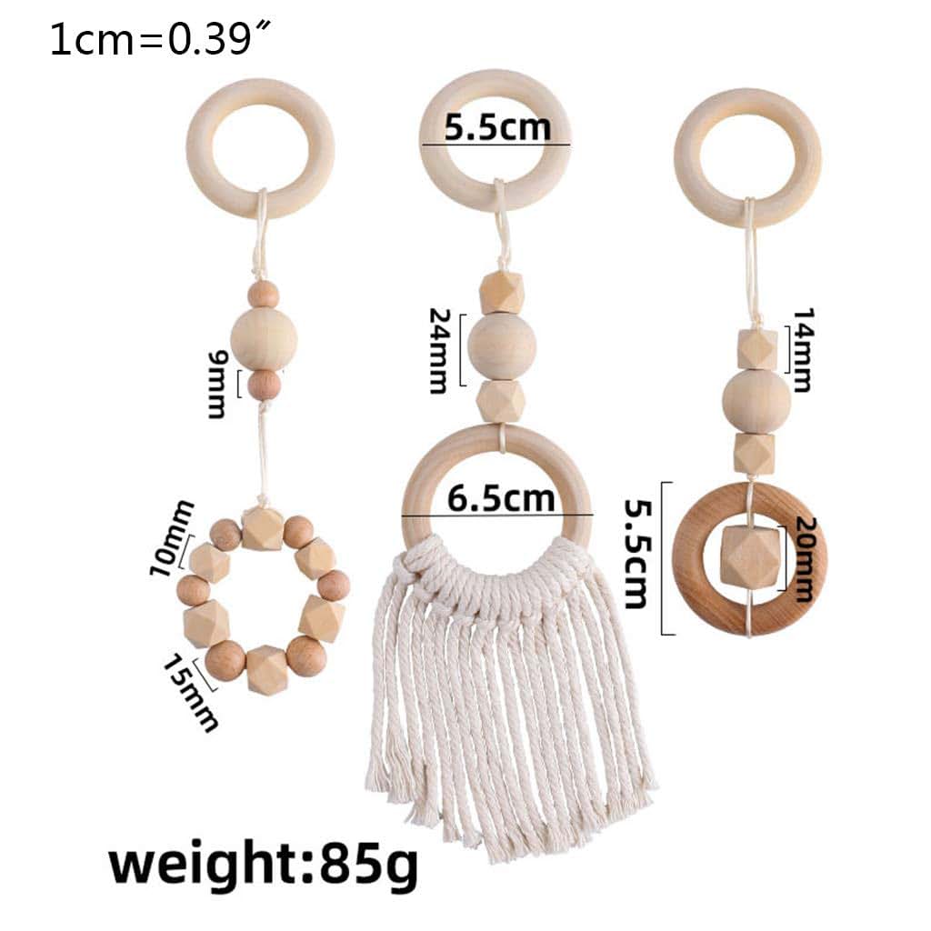 KSTZGTA Nordic Baby Gym Frame Pendants 3-Piece Wooden Hanging Set (photo 3)