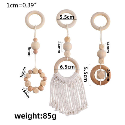 KSTZGTA Nordic Baby Gym Frame Pendants 3-Piece Wooden Hanging Set (photo 3)