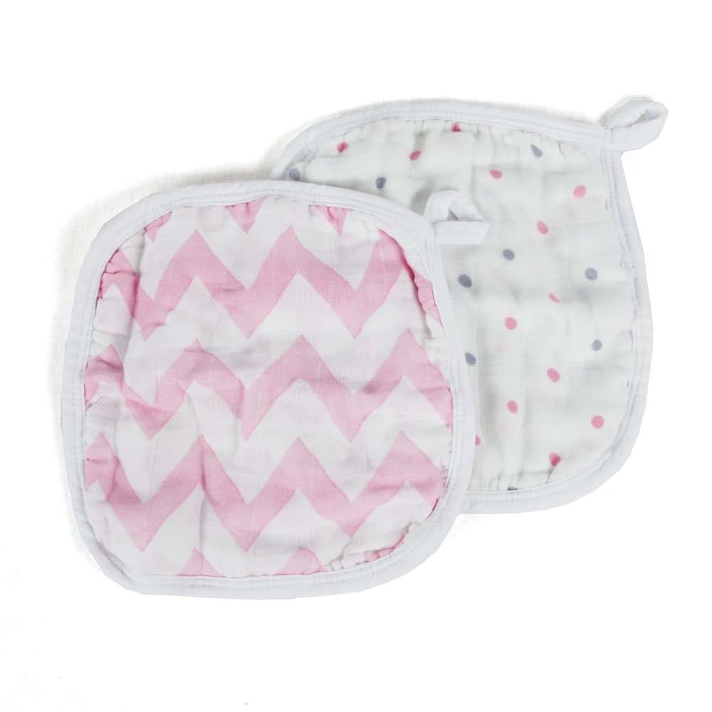 NEXPRO Ultra Soft Baby Washcloths, Rayon derived from Bamboo, 2 Count 8" x 8" (Pink)