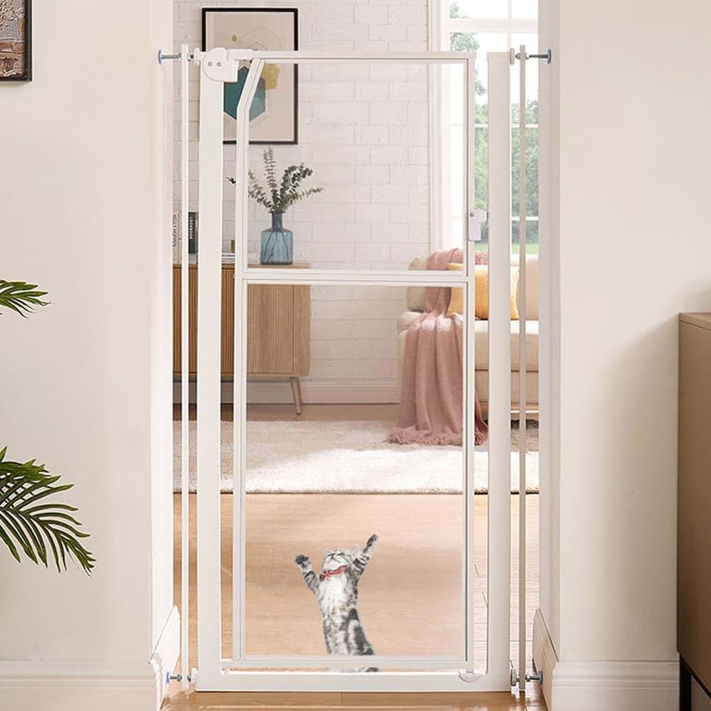 Unipaws 56" Tall Pet Gate With Clear PC Panel