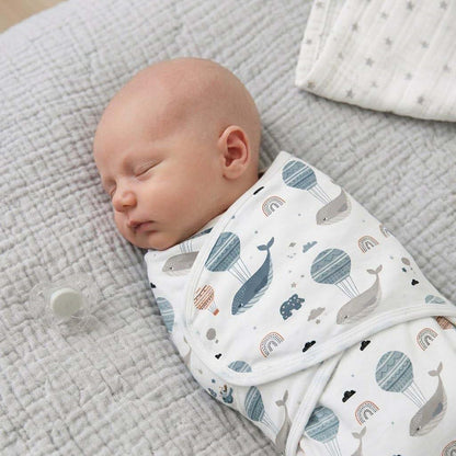 Minination Infant Baby Swaddle Blanket With Zip Closure In SkyWhales Print (photo 4)