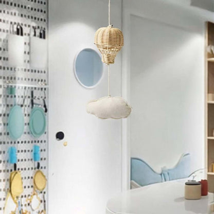 Rattan Hot Air Balloon Woven Pendant Baby Mobile For Crib, Cloud Ornament, 1 Cloud