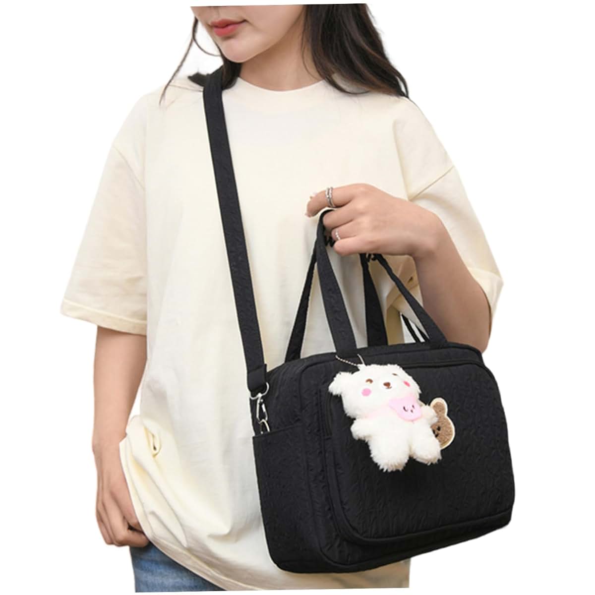 Rwigeboo Diaper Bag, Large Capacity Diaper Tote Bag with Multi-Pocket, Handheld/Crossbody, Zipper Baby for Travel
