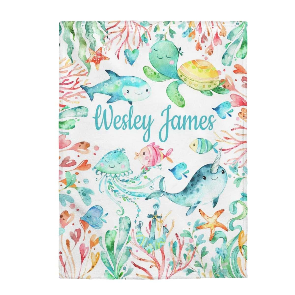Sweet Blooms Decor Sea Animals Baby Blanket With Turtle Octopus Jelly Fish Whale Horse Design
