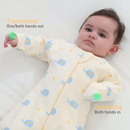Amrcbb 2-Pack Transitional Baby Swaddling Sacks with Arms Up Sleeves and Mitten Cuffs