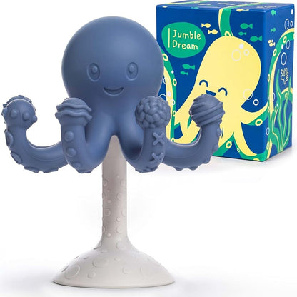 Jumble Dream Octopus Baby Teether – Suction Silicone Teether, Blue Moon