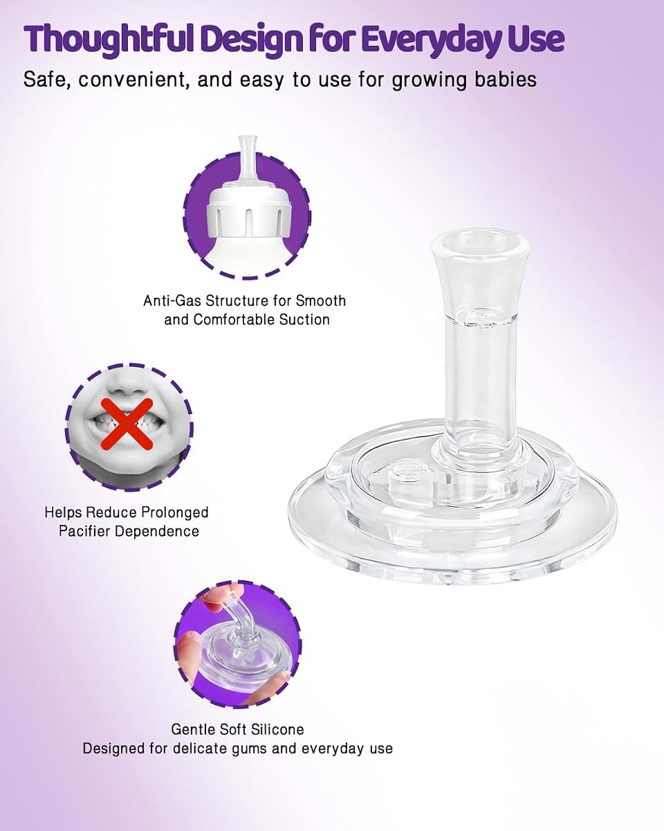 BabyOneStop Sippy Straw Nipples for Dr. Brown's Narrow and Glass Bottles, 4 Pack