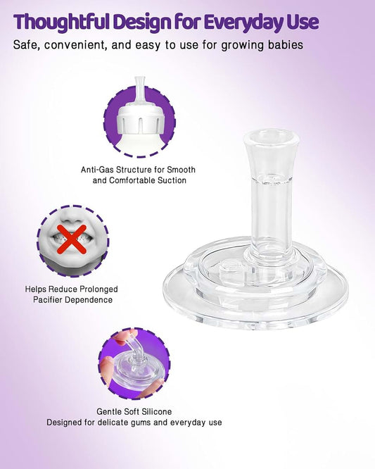 BabyOneStop Sippy Straw Nipples for Dr. Brown's Narrow and Glass Bottles, 4 Pack