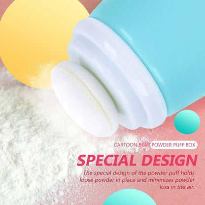 Luxshiny Cartoon Bear Powder Puff Container Set for Travel