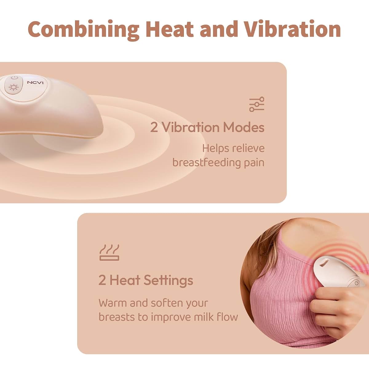 Ncvi Warming Lactation Massager | 2-in-1 Heat Vibration Support