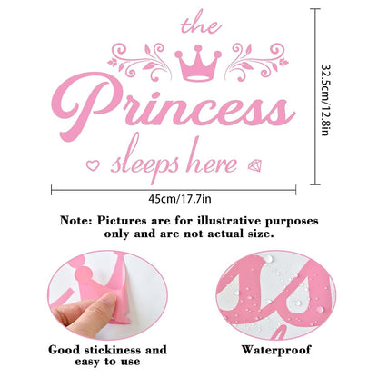 Pink Princess Crown Wall Decals, Peel and Stick Nursery Decor