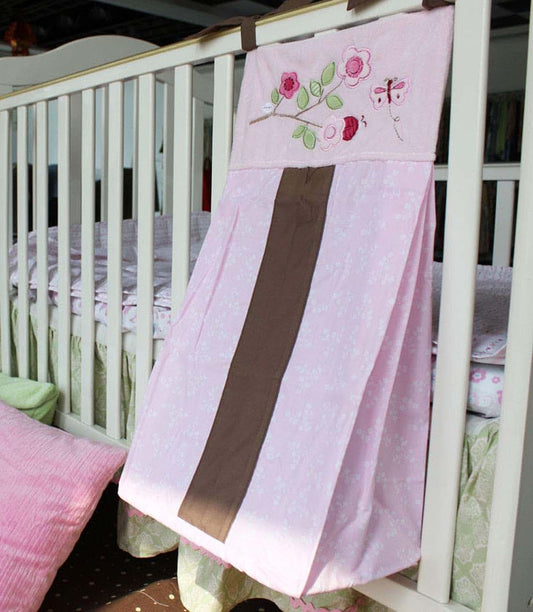 CribMATE Nursery Diaper Stacker for Baby Girl Pink Floral Ladybug Butterfly Diaper Stacker