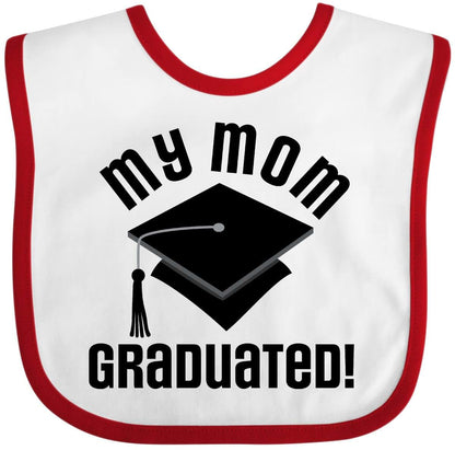 Inktastic My Mom Graduated Baby Bib for Graduates