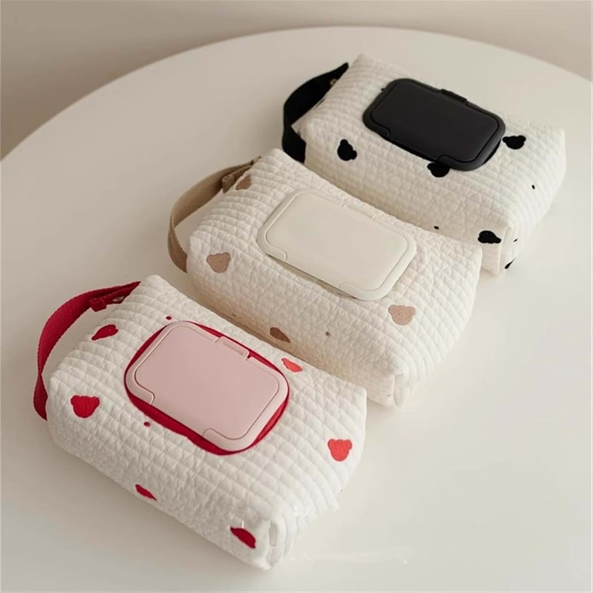 GORBUS Embroidered Bear Wet Wipe Pouches Portable Baby Wipe Holder Embroidery Baby Storage Bag for Travel (photo 3)