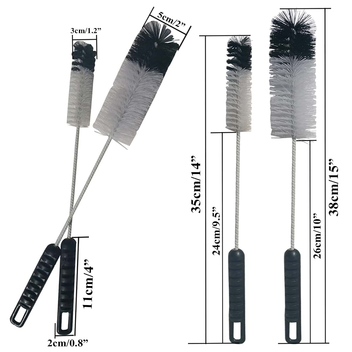 Coralpearl Bottle Brush Set Of 4, Thin Long Handle With Bendable Flexible Wire For Narrow Neck Bottles