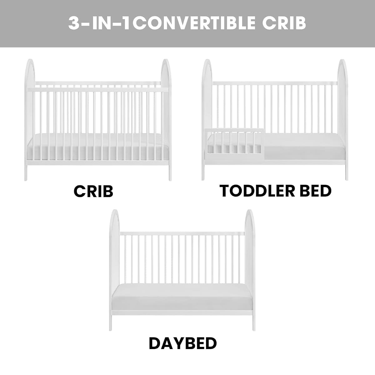 Oxford Baby Everest Convertible Island Crib, White