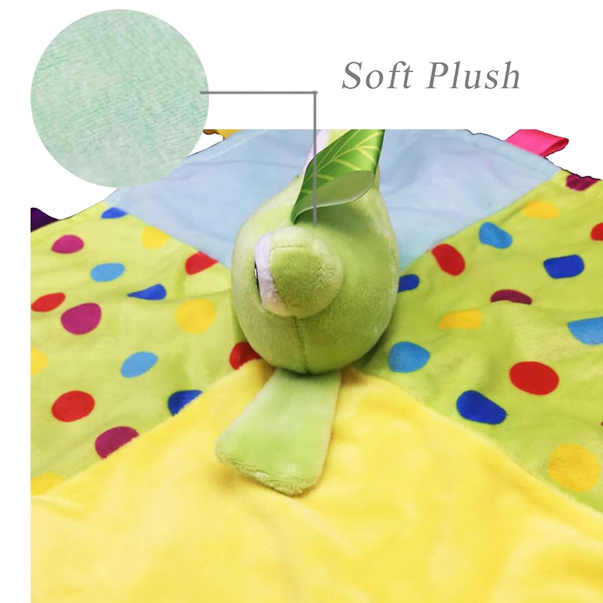 Inchant Toddler Taggy Security Blankets Soft Plushy Cuddle Bud Blankie, Green Frog (photo 4)