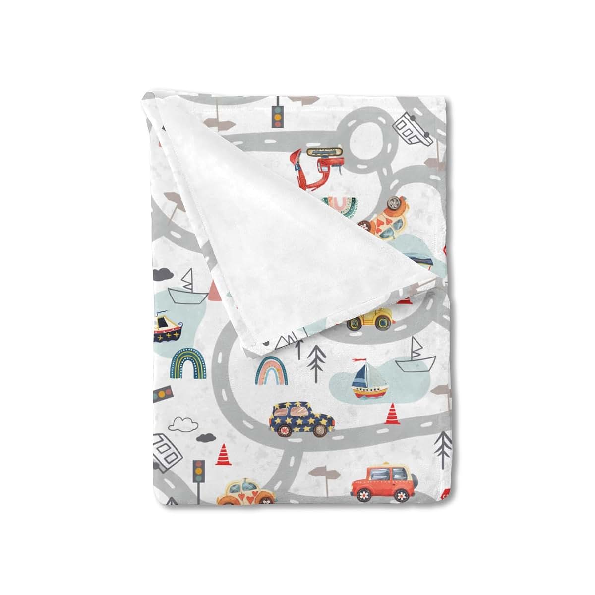 BabyOneStop Cartoon Road Car Vehicles Flannel Baby Blanket 60x80