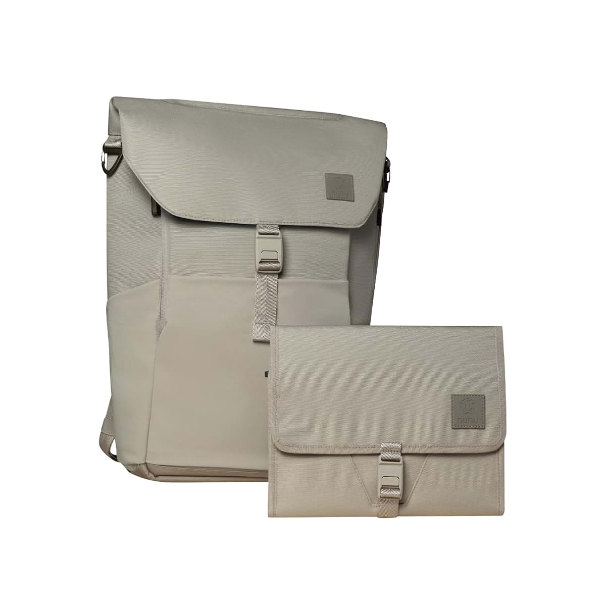 Huhu Diaper Bag Backpack + Baby Changing Wallet Bundle – Water-Resistant, Unisex Travel Kit for New Parents – Includes