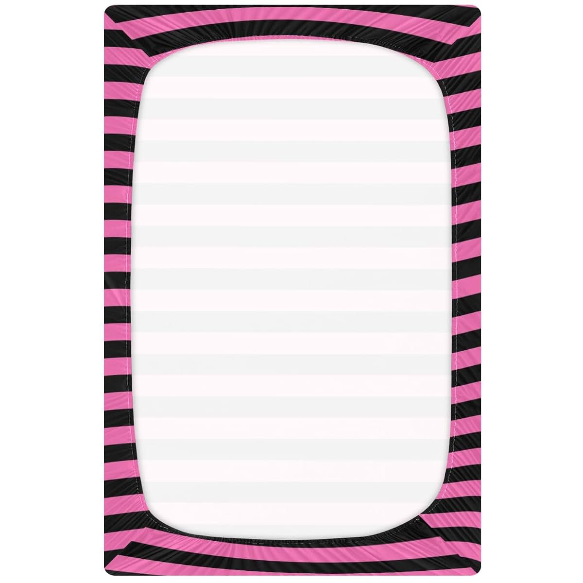 Pigsaly Hot Pink Black Stripe Standard Crib Sheet, 27x39 Inch