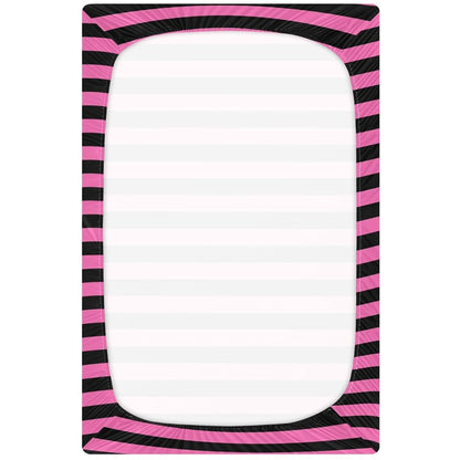 Pigsaly Hot Pink Black Stripe Standard Crib Sheet, 27x39 Inch