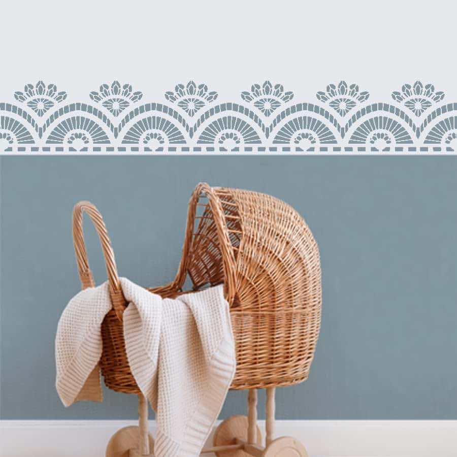 Ideal Stencils Scallop Lace Wall Border Stencil For Nursery Decor (photo 2)